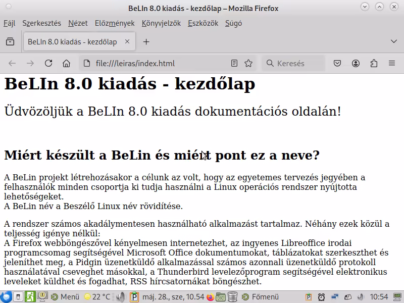 Firefox Webböngésző BeLin 8.0 alatt